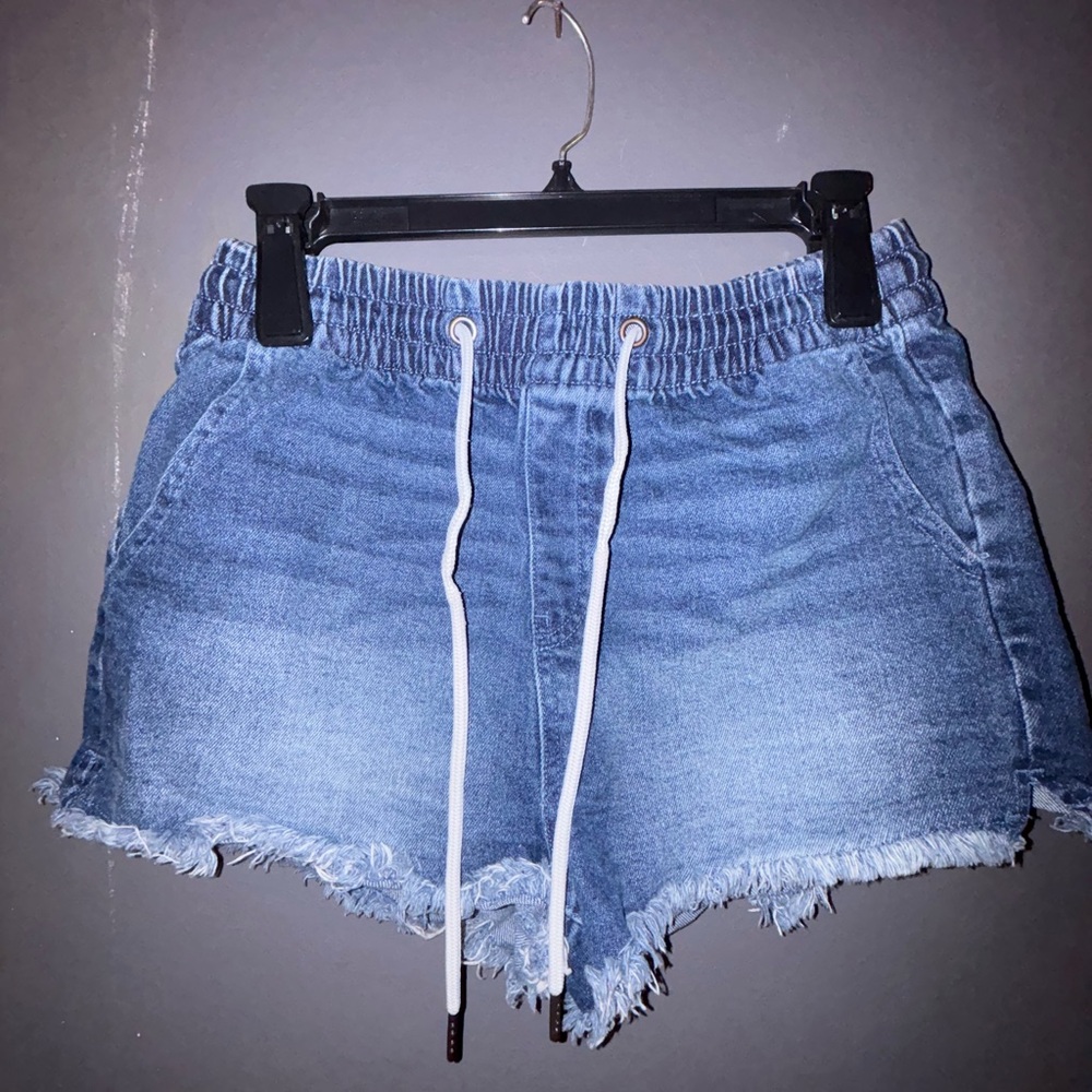 Kendall & Kylie Denim Blue Frayed Shorts